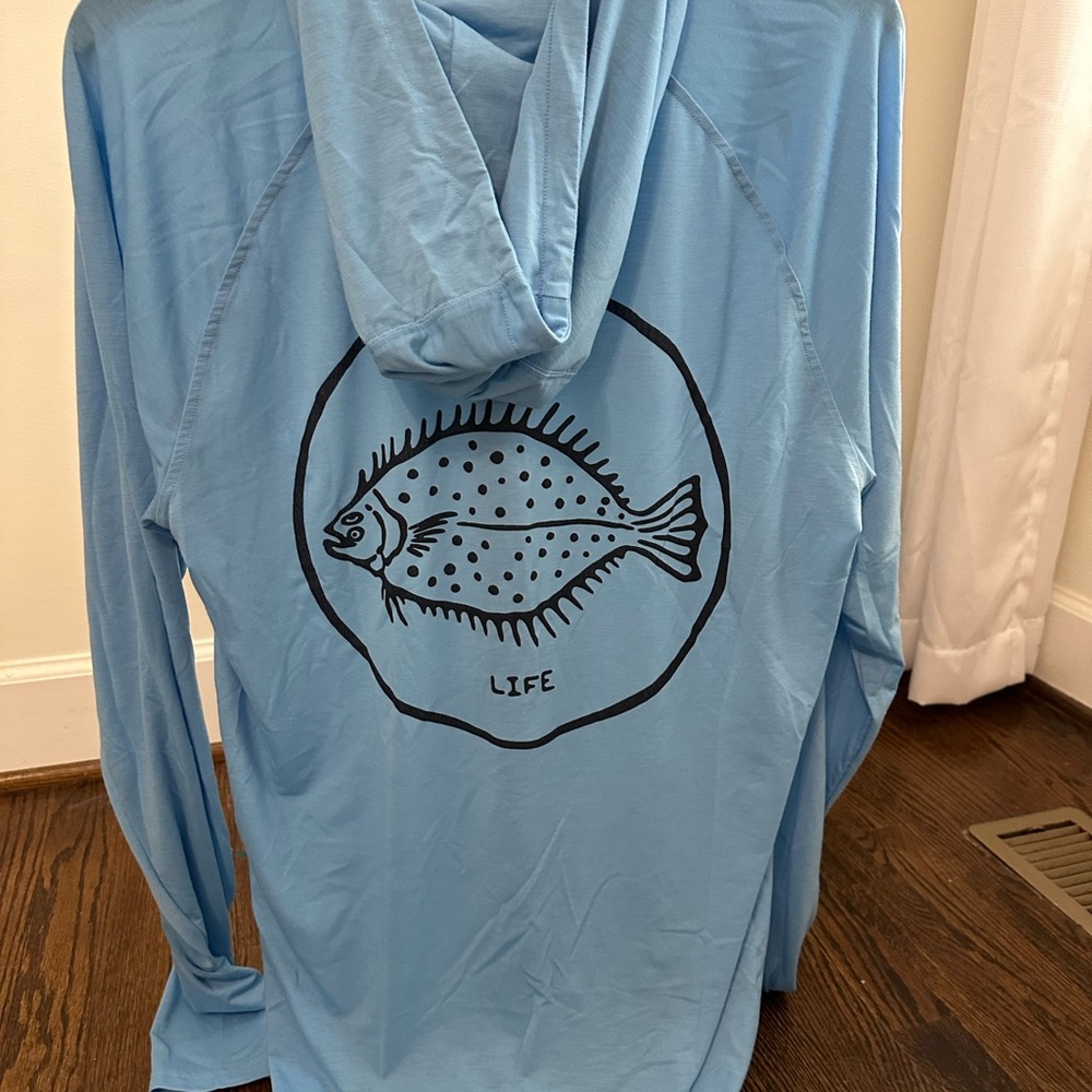 Blue Long Sleeve Tee with Fish Design